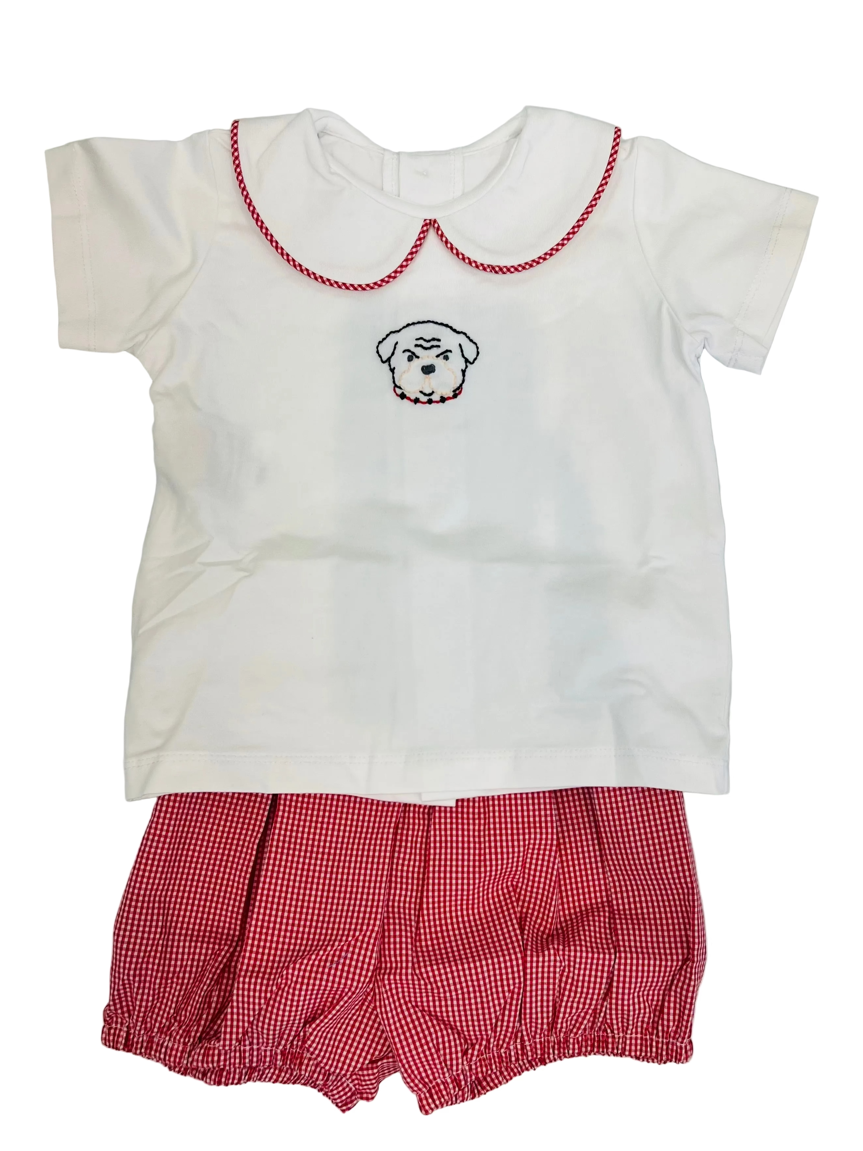 Embroidered Bulldog Boy Short Set